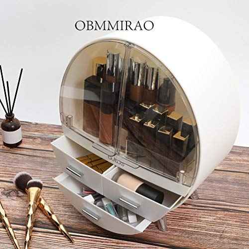 Elegant Dustproof Makeup Storage Organizer Box, Waterproof Medium Cosmetics Organizer Storage with Drawers Skincare Cosmetic Display Cases for Countertop Bathroom Dresser Dedroom