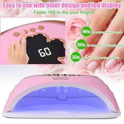 UV LED Nail Lamp for Two Hand, 248W Large Space UV Light for Nails,45 LED Beads and Professional Manicure Nail Lamp with Automatic Sensor (White)