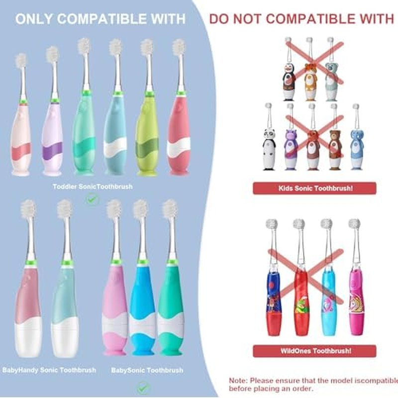 Baby Toothbrush Heads Compatible with Papablic BabyHandy/Toddler Sonic Electric Toothbrushes, Compatible with Brush-Baby BabySonic/Seago SG902/SG602, 5 Pack (18-36 Month)