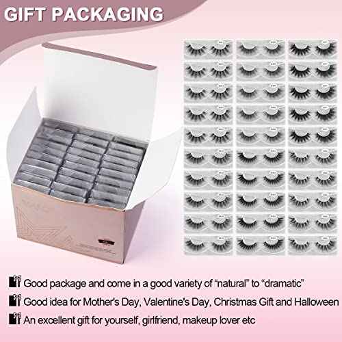 MAGEFY 30 Pairs 6 Styles Faux Mink Eyelashes, 16mm-20mm Lashes Natural Look to Dramatic False Eyelashes, Handmade Reusable Fake Eyelashes with Portable Boxes