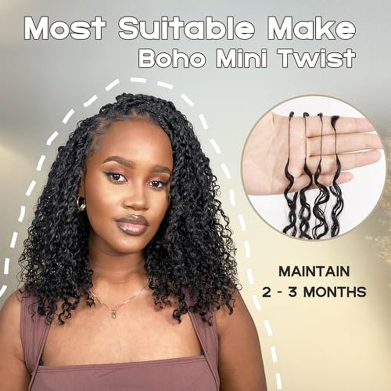 Afro Kinky Curly Human Crochet Hair Extensions Pre-Sparated Multi-Textured Kinky Curly Feather Crochet Human Twist Braiding Hair For Black Women (60 Gram, 22 Inch)