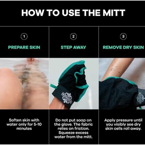 Dermasuri - Deep Exfoliating Glove - Polishing Mitt Body Scrubber - Korean Skin Cleaner Exfoliator - Dead Skin Buffing Treatment - Gifts for Women & Men - Keratosis Pilaris Scrub Remover - (2 Pack)