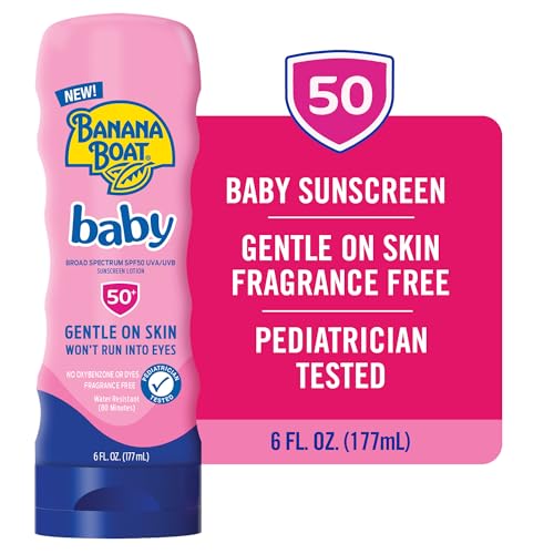 Banana Boat Baby Sunscreen SPF 50, 6oz | SPF 50 Sunscreen for Babies and Toddlers, Beach Essentials, Baby Sunblock, 6oz (Pack of 2)
