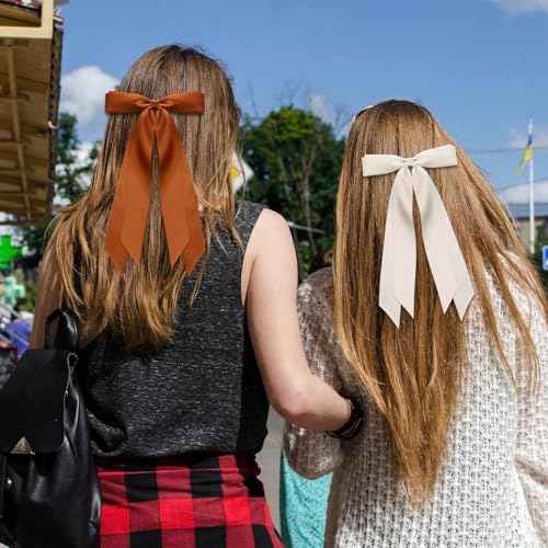 Mimorou 25 Pcs Silky Satin Hair Bows Bulk Bowknot Hair Ribbon Clips Barrettes Pins with Long Tails Ponytail Holder Accessories for Women