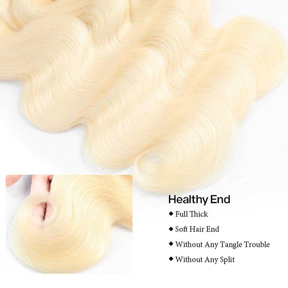 #613 Blonde Bundles Human Hair Body Wave Bundles 12 12 12 Inch Honey Blonde Body Wave Bundle Human Hair Extensions Unproceesed Virgin Hair 100 Gram Per Bundle 3 Bundle