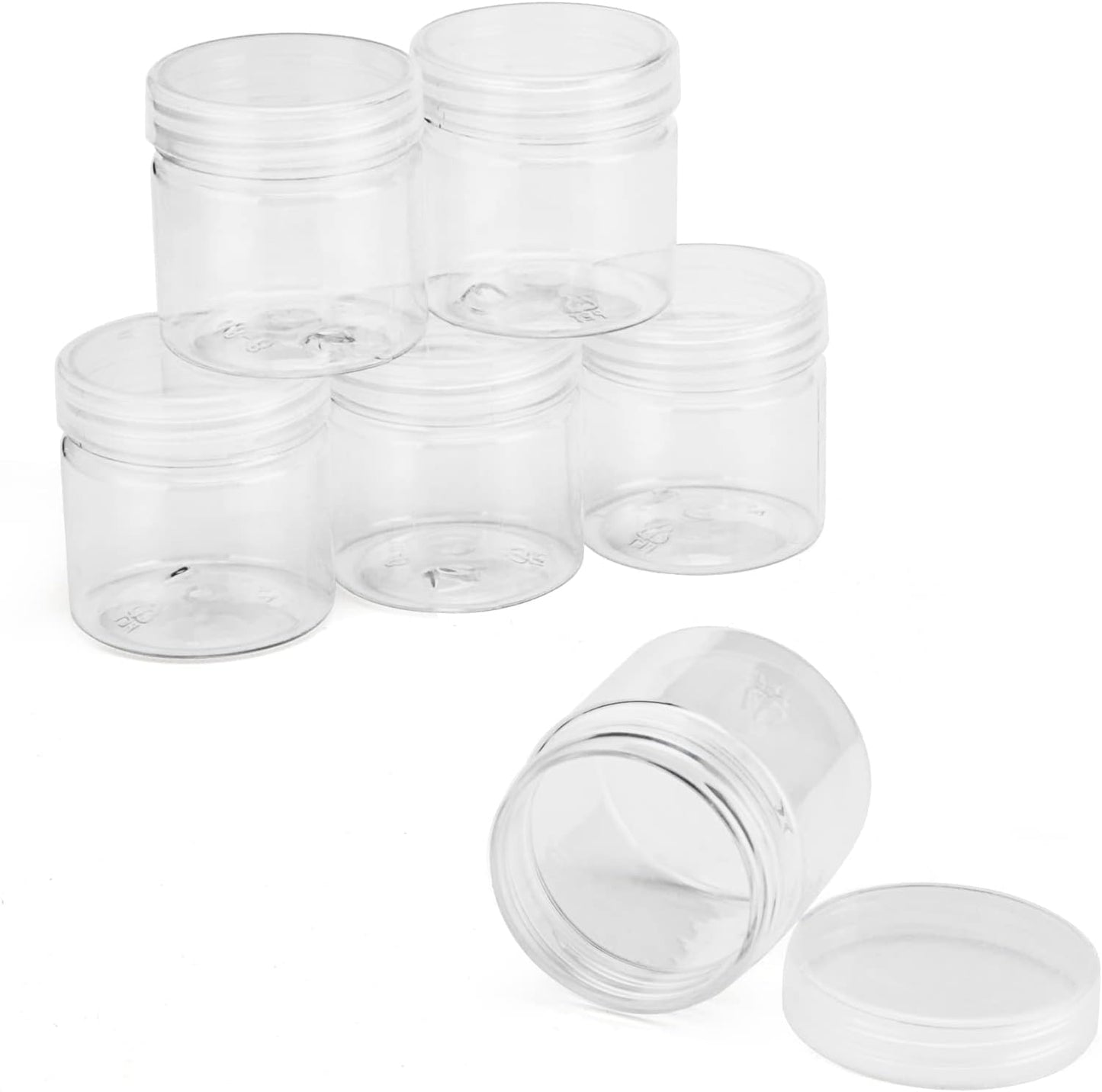 Clear Plastic Bead Containers - 70 PCS 2oz Round Storage Jars with Lids for Lotions, Beads & Spices