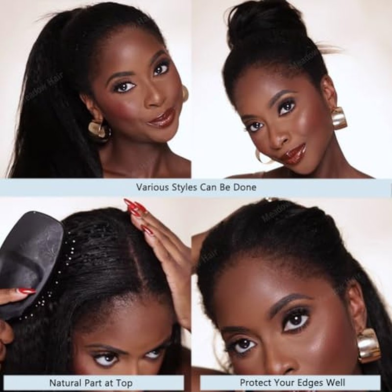 Kinky Straight Knotless Pre Separated Crochet Human Hair Extensions Pre Looped Braids Bundles With Threading Burmese Virgin Human Hair for Braiding Micro Link Meadow Hair 22inch 60g
