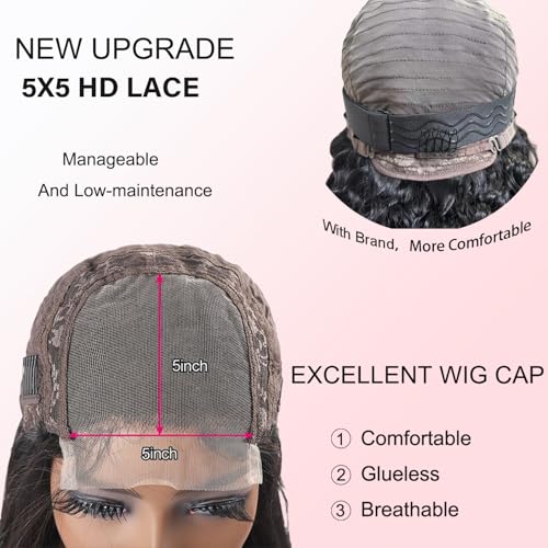 SODLIS 5x5 HD Lace Closure Wigs Human Hair Wear And Go Glueless Wigs Human Hair Pre Plucked With Baby Hair Ready to Go Deep Wave Lace Front Wigs Human Hair for Women£¨12 Inch£©