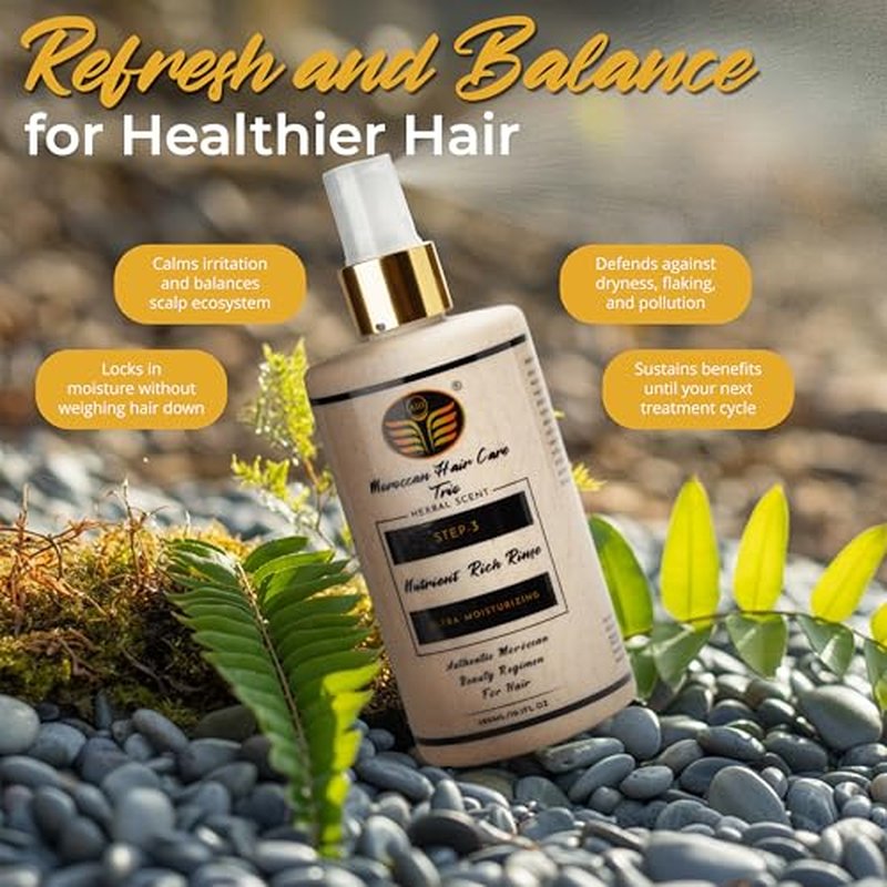 Moroccan Scalp Relief 3-Step Set ? Itch & Flake Control with Argan Oil, Herbal Shampoo & Leave-In Rinse ?Reduces Itch, Flaking & Buildup from Dryness/Irritation ? Dermatologist Approved, Sulfate-Free