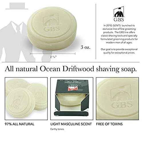 G.B.S Men's Ceramic Shaving Mug with Knob Handle and Pack of 3 Natural Soaps