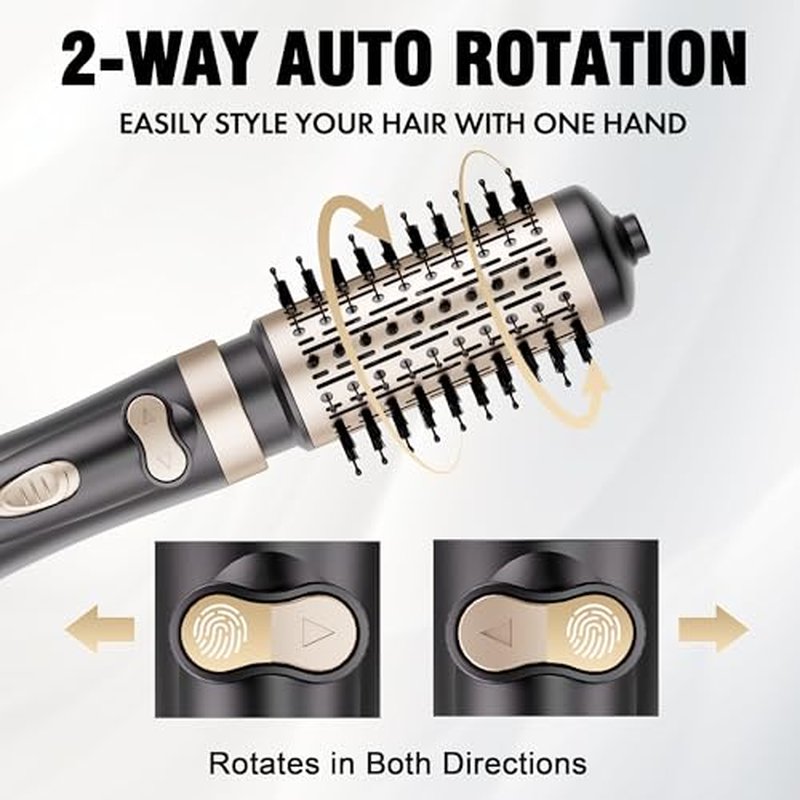 DAILYLIFE Rotating Hair Dryer Brush, Hot Air Brush with 2 Brushes (1.5" & 2"), ALCI Safety Plug and Ionic Technology, More Shine and Less Frizz