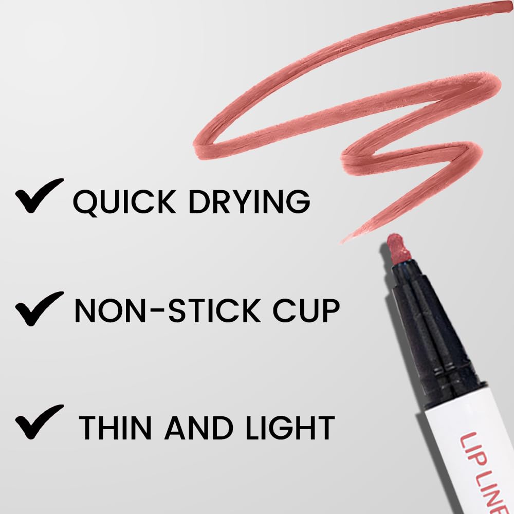 Kaely Beige Longwear Liquid Lip Liner Waterproof, 24 Hour Long Lasting Lip Liner Stain Marker Pen, 2-in-1 Matte Semi Permanent Lipliner & Lipstick, Vegan & Cruelty-Free, 07