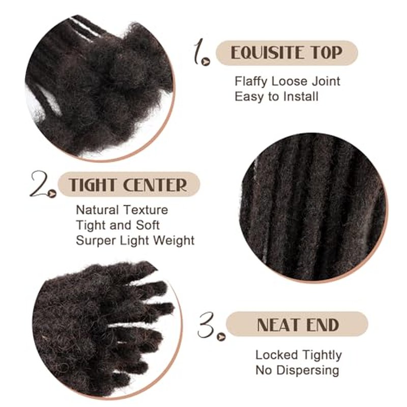 0.2cm Thickness loc Extensions Human Hair for Men/Women 12 Inch 60 Strands Human Hair Dreadlock Extensions Can Be Dyed and Bleached Soft Dreadlocks
