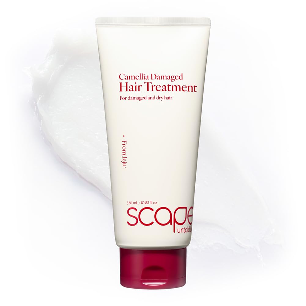 SCAPES UNTOLD BEAUTY Camellia Hair Treatment, Deep Repair Conditioner for Dry & Damaged Hair with Jeju Camellia Oil & Hydrolyzed Keratin, Argan Jojoba Oils, Protein-Enriched 320mL/10.82 Fl Oz
