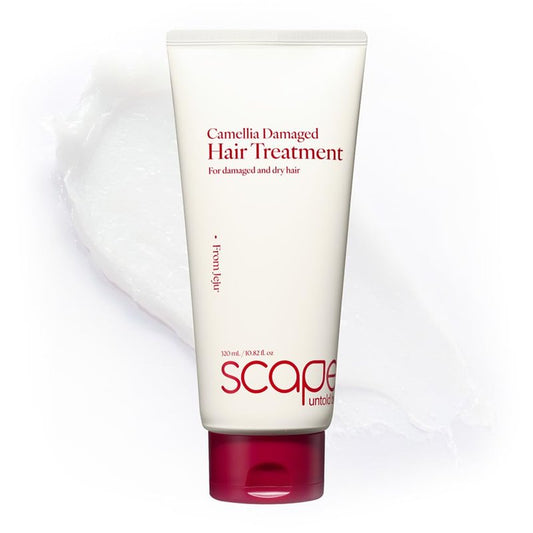 SCAPES UNTOLD BEAUTY Camellia Hair Treatment, Deep Repair Conditioner for Dry & Damaged Hair with Jeju Camellia Oil & Hydrolyzed Keratin, Argan Jojoba Oils, Protein-Enriched 320mL/10.82 Fl Oz