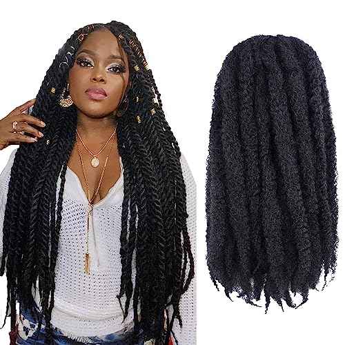ToyoTress Marley Twist Braiding Hair - 18 Inch 6 Packs Black Marley Hair For Faux Locs, Marley Twist Crochet Hair Afro Kinky Curly Crochet Braids Synthetic Braiding Hair (18 Inch, 1B-6P)