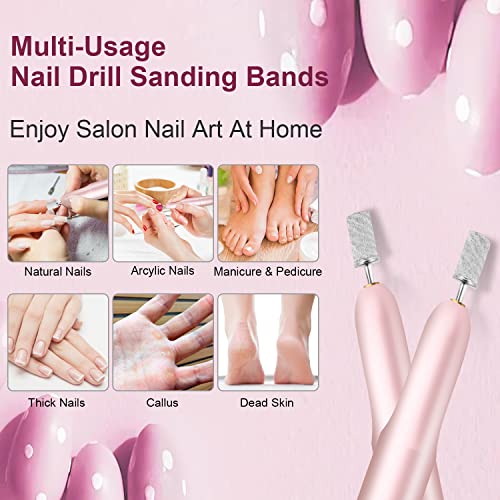 240Grit Nail Sanding Bands for Nail Drill, 100Pcs Fine Grit Nail Sanding Bands for Nail Drill with 3/32¡± Nail Sanding Bit for Natural Nail, Sanding Band for Nail Drill Set for Manicure & Pedicure