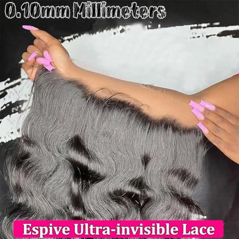 13x6 0.1mm SKINLIKE Ultra Thin Invisible HD Frontal Body Wave Transparent Lace Frontal Closure Melt Into Skin Easily£¬Pre Plucked With Baby Hair 12A Grade Brazilian Human Hair 14 Inch