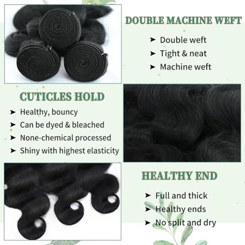 20 22 24 Inch Bundles Human Hair 14A Raw Human Hair Bundles 100% Unprocessed 3 Bundles Human Hair Body Wave Natural Black Hair Bundle Deals Bodywave Bundle