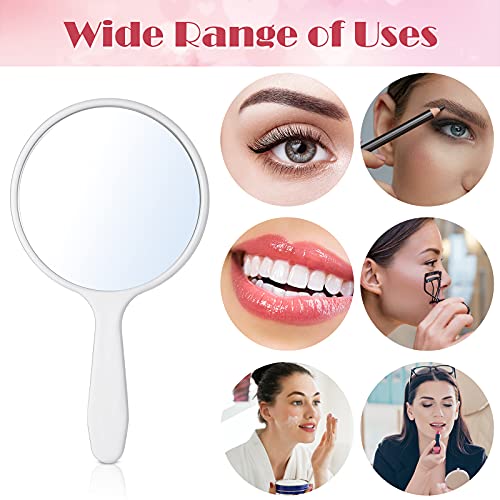 Jetec 25 Pcs Handheld Mirror with Handle, 3.94" L x 2.17" W, Small Portable Round Mirror Bulk for Kids Travel Makeup Classroom Camping Daily DIY Crafts (Black, White)