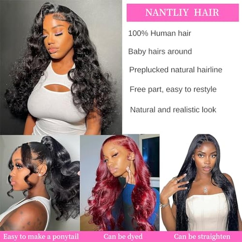Chesma Body Wave Lace Front Wigs Human Hair 13x4 HD Lace Front Wigs Human Hair Pre Plucked Body Wave Glueless Frontal Wigs Human Hair 180 Density with Baby Hair (22 inch)
