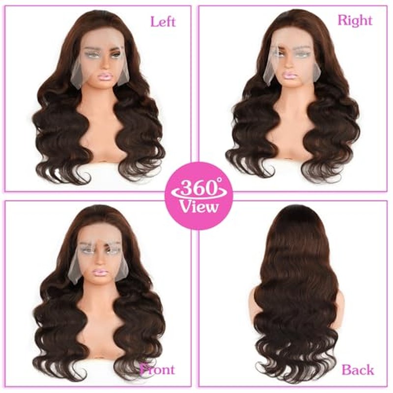 13x4 Brown Lace Front Wig Body Wave Chocolate HD Lace Frontal Wigs Human Hair Pre Plucked for Women 22 Inch