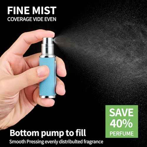 2pcs Travel Perfume Bottle Refillable, Cologne Travel Size Atomizer Bottle,Refill Perfume Dispenser Container,Mini Spray Pump Scent Case For Men And Women, 5ml (Sky Blue & Pink)