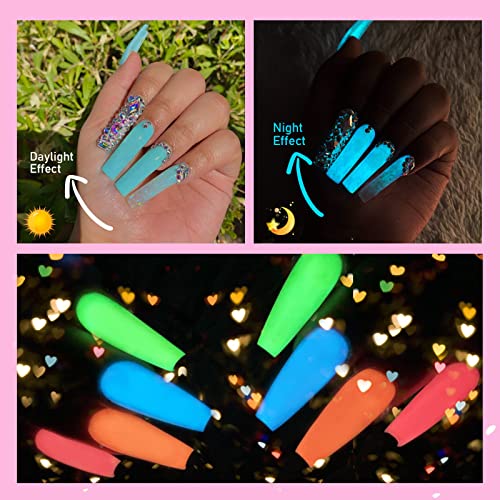 SAVILAND Glows in The Dark Gel Nail Polish Set - 12 Halloween Colors Luminous Neon Nail Gel Polish Set Soak off U V/LED Glow Effect Nail Polish for DIY Nail Art Design Holiday Gifts for Women