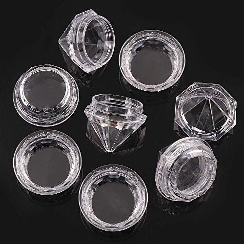 50 PCS 5 Gram Diamond shaped Clear Jars Empty Refillable Cosmetic Sample Jars Makeup Plastic Jar with Lid Cosmetic Trial Case Compact Storage Box for Lotion Creams Eyeshadow Nails Powder