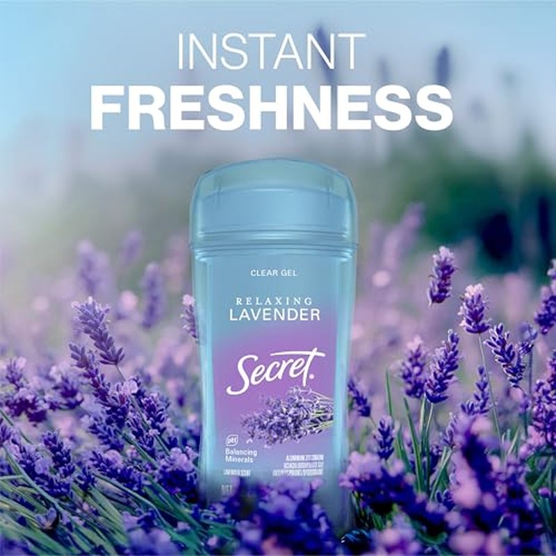 Secret Fresh Antiperspirant Deodorant for Women, 72hr Breathable Sweat & Odor Protection, Instant Freshness & Gentle, PH Balancing Minerals, Clear Gel, Relaxing Lavender Scent, 2.6 oz (Pack of 2)