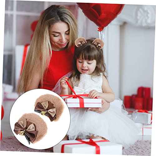 FRCOLOR 2 Pairs Bear Ear Hair Clips - Cute Women's Barrettes & Animal Ears Headband - Kawaii Anime Hair Accessories