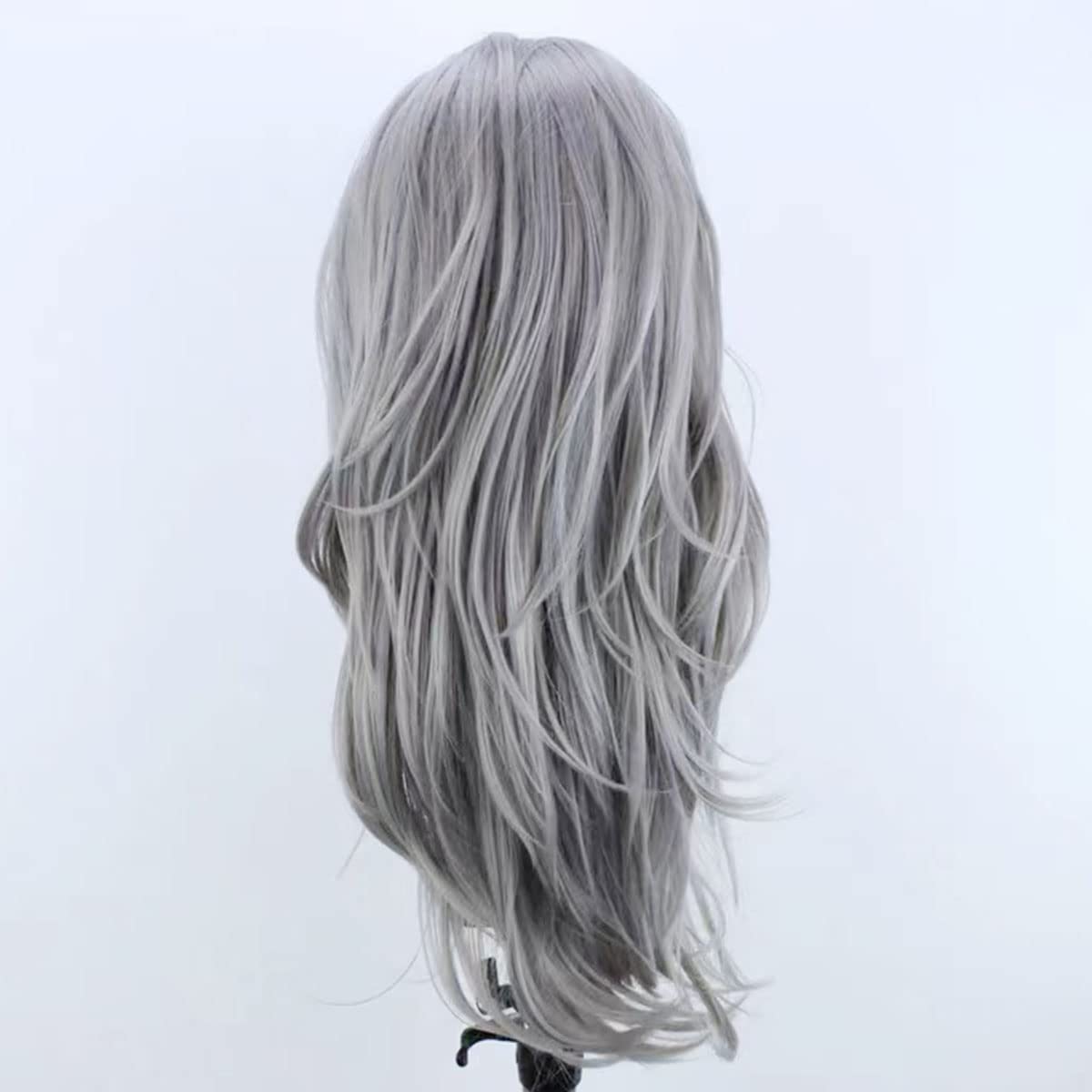 COCOFANS Silver Wigs for Women Free Part Long Natural Wave Lace Font Wigs Slightly Wave Wig Heat Resistant Synthetic Lace Wig Light Grey Daily Wear Wigs
