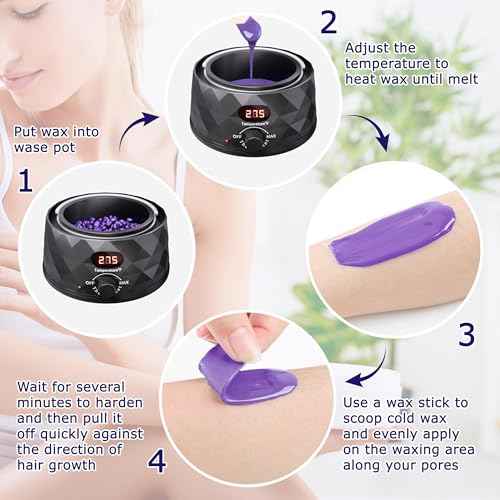 Waxing Kit for Women, Wax Warmer, Wax Kit with 4 Packs Hard Wax Beads and Accessories, for Full Body, Legs, Face, Eyebrows, Bikini, Brazilian at Home Waxing Kit for Women Men
