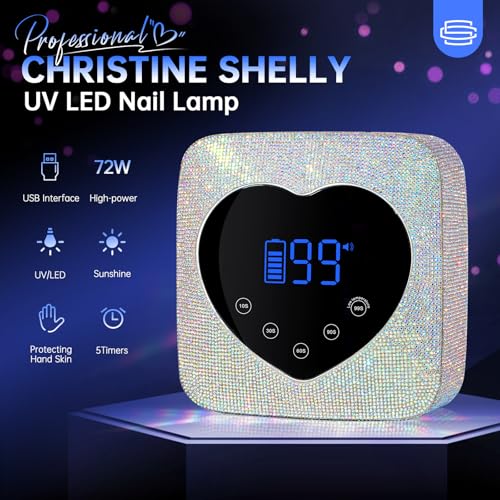 UV LED Nail Lamp 72W Rechargeable Sparkly Wireless Nail Dryer Gel Polish Light with 5 Timer Setting Professional Quick Dry Curing Lamp with Display Auto Sensor for Salon & Home