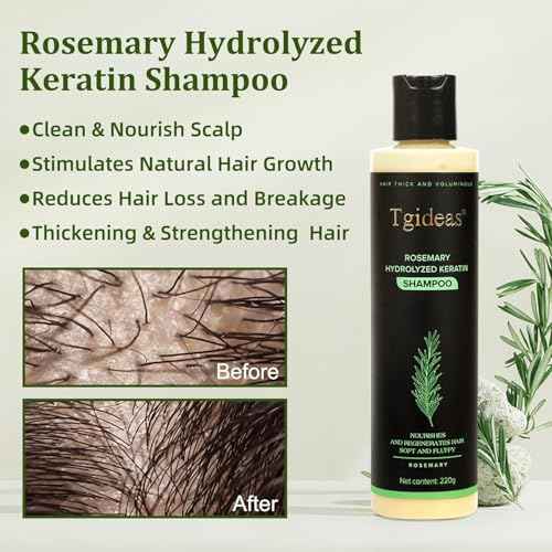 Tgideas Organic Rosemary Hair Growth Shampoo for Women and Men-Natural Thickening & Strengthening Shampoo with Hydrolyzed Keratin for Thinning Hair & Hair Loss 7.4 fl.oz