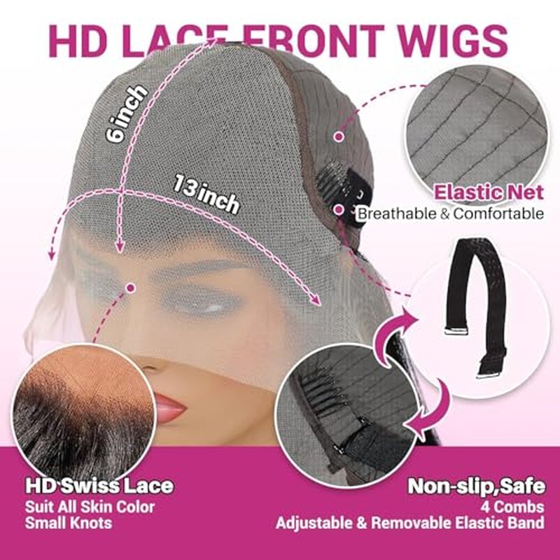 20Inch 13x6 HD Lace Front Wigs Human Hair 200% Density Body Wave Lace Front Wigs Human Hair Lace Front Wigs for Women Glueless Body Wave Wigs Human Hair Pre Plucked with Baby Hair Natural Black