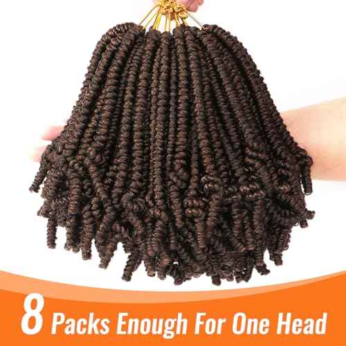 8 Packs Short Bob Spring Twist Crochet Hair for Kids 8 Inch Pretwisted Passion Twist Crochet Hair Braids for Black Women (8 Inch, M30#)