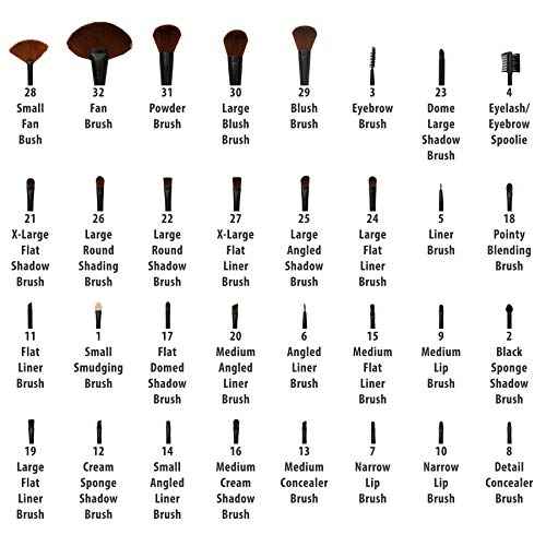 SHANY Makeup Brushes Premium Synthetic Foundation Powder Concealers Eye Shadows Cosmetics Brush Set with Faux Leather Pouch and Instruction sheet, 32 Count