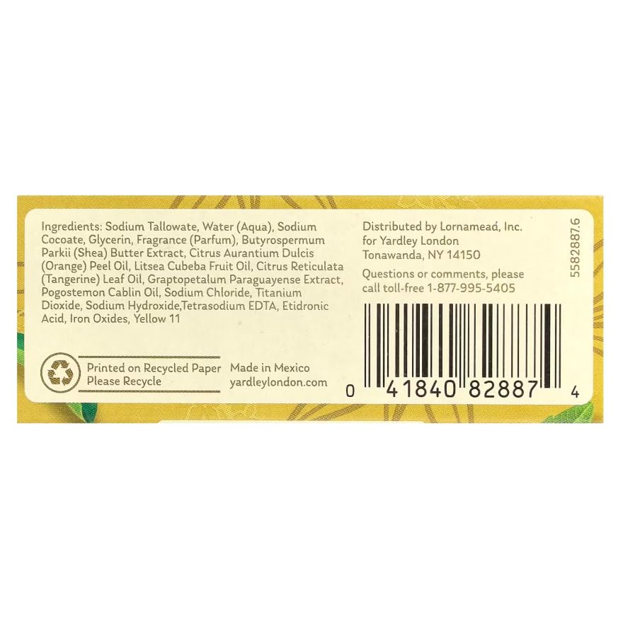 Yardley London Lemon Verbena with Shea Butter & Pure Citrus Oil Moisturizing Bar 4.25 ozr (Pack of 10)