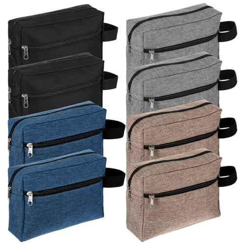 8 PCS Travel Toiletry Bag for Women and Men, Travel Pouch, Large Shaving Bag, Portable Grooming Bags, Foldable Storage Bags with Handle for Cosmetics Toiletries Tools, 4 Colors