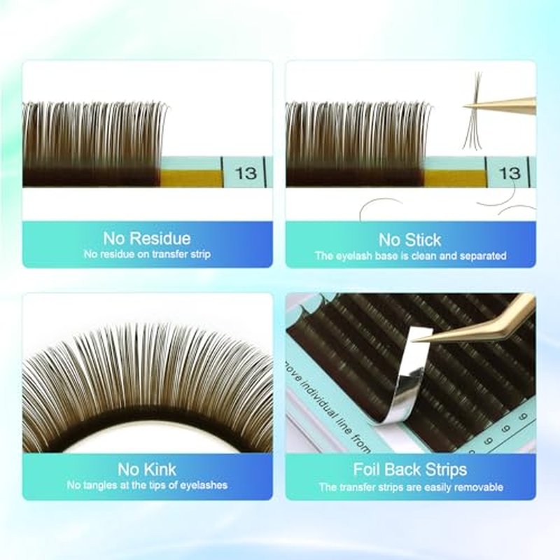 NAGARAKU Natural Brown Color Eyelash Extensions Classic Faux Mink Volume 20 Rows Soft Eyelash Supplies Individual Lashes(0.10mm B curl 7-15mm Mix Tray)