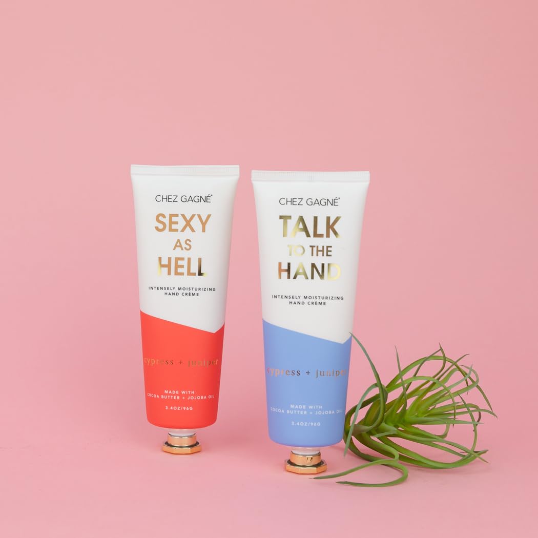 Chez Gagné Intensely Moisturizing Vegan Hand Cream, Jojoba Oil Cocoa Butter,Non-Greasy, Fast-Absorbing, USA - (Cypress + Juniper - Sexy as Hell) - Valentine's Day Gift