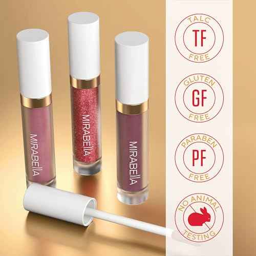 Mirabella 3 Pack Lip Gloss Trio - Highly Pigmented Shimmer Lip Gloss Non Sticky with Hydrating Medical Grade Lanolin for Chapped Lips, Lip Gloss for Women Set of 3 Shades