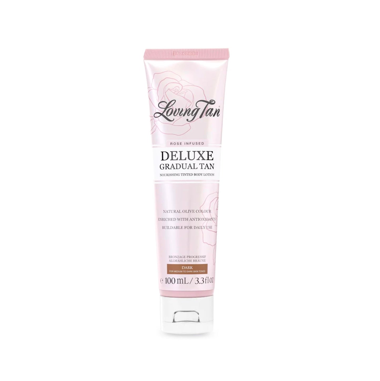 Loving Tan Rose Scented Deluxe Gradual Tan Lotion, Dark-Natural Looking Self Tanner, Professional Strength Sunless Tanner, 5+ Self Tanning Applications-Cruelty Free, Naturally Derived DHA-3.3 Fl Oz