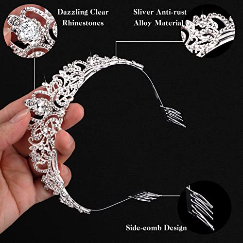 BBTO 10 Pcs Crystal Tiara and Crowns for Women Girls Princess Rhinestone Crown Queen Headband with Combs Bride Tiara for Birthday Party Wedding Prom Hair Accessories