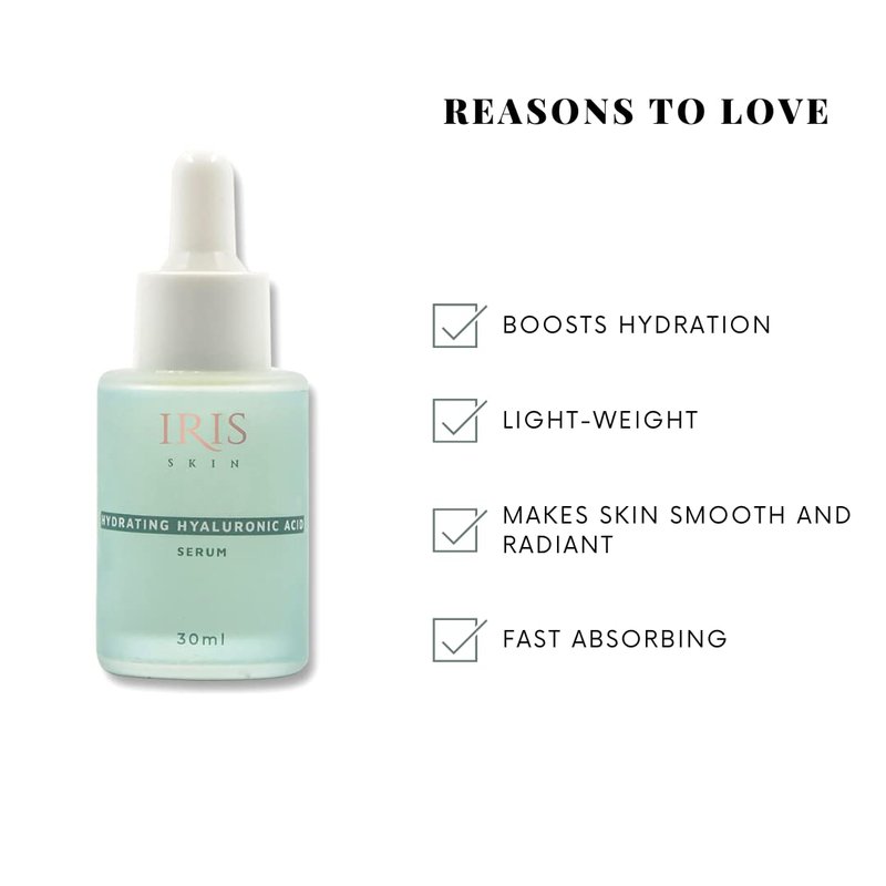 IRIS Hydrating Hyaluronic Acid Serum, 30ml, Lightweight Fast-Absorbing Facial Moisturizer
