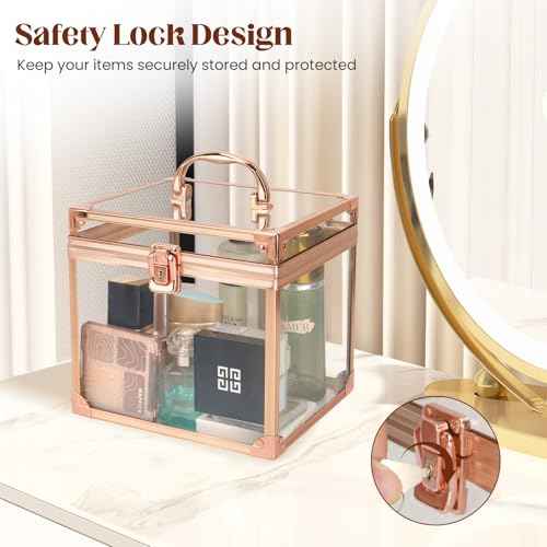 Crown Box, Clear Makeup Case,Cosmetic Organizer, Large Capacity Transparent Acrylic Artists Display Case for Vanity,Bathroom Counter or Dresser