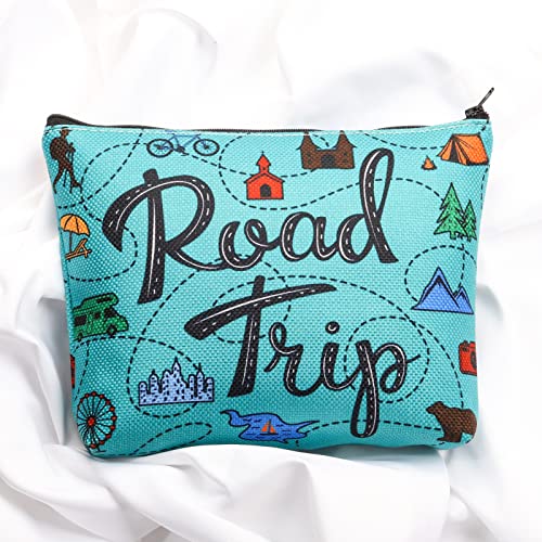 Travel Lover Gift Road Trip Camping Gift Travelling Hiking Lover Zipper Pouch Makeup Bag (Road Trip)
