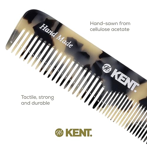 Kent OT TW Pocket Comb - Handmade Fine and Wide Tooth Hair Comb for Men, Women, and Kids - Travel, Beard, and Mustache Comb - Saw Cut and Hand Polished Made in England