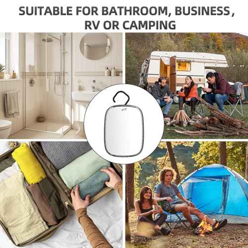 TAILI Shower Mirror, Hanging Fogless Shaving Mirror for Travel Camping, Removable Fog Free Shave for Wall, Shower Accessories, Bathroom, Portable, Shatterproof, Gift for Men Black